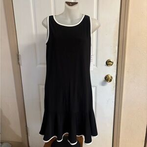 NWT Small Nicole Miller sleeveless black dress with white trim.   Retail 48.00.